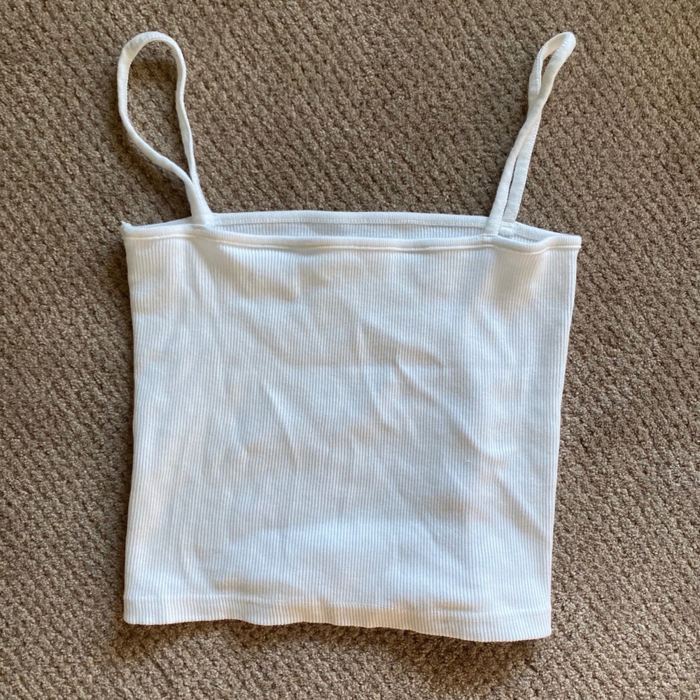 Brandy melville ribbed white crop top tank top